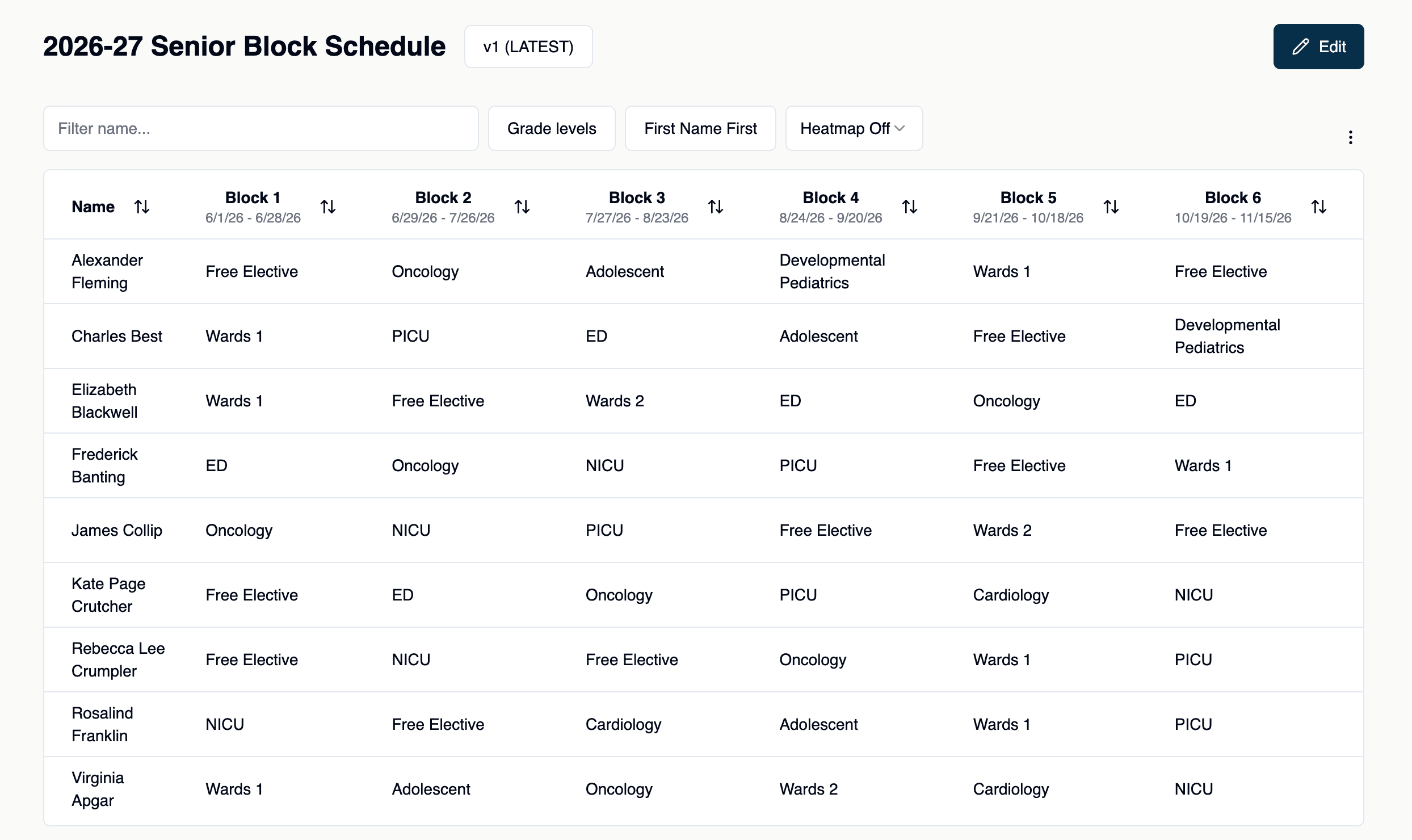 OSO Schedule workspace